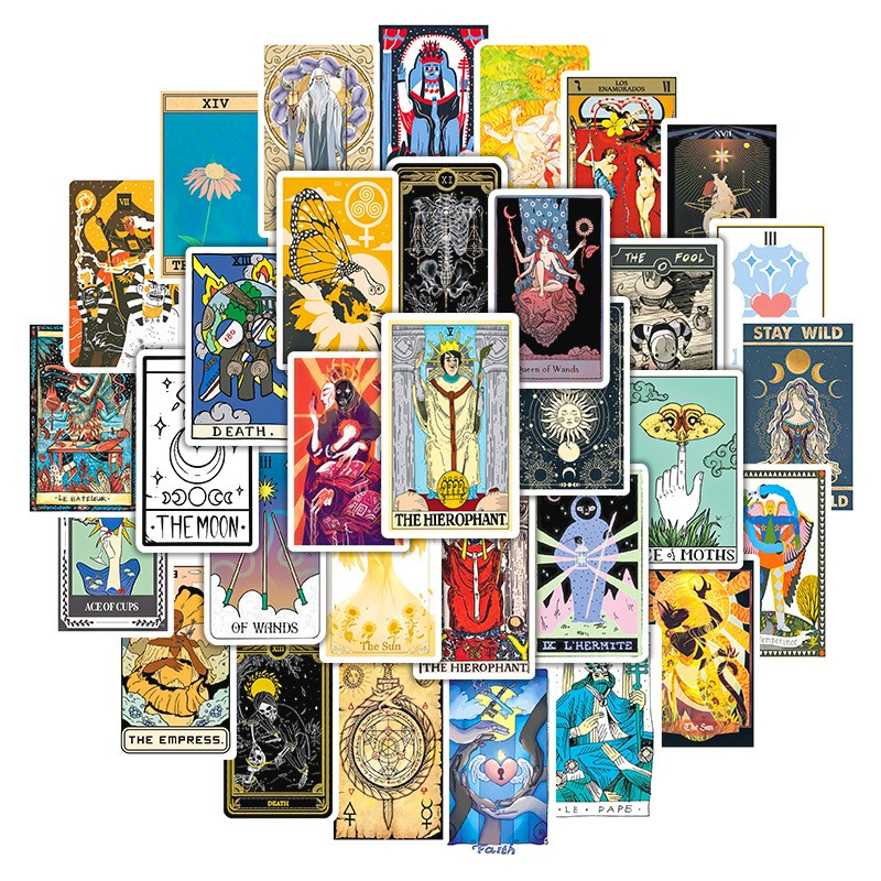 50Pcs Tarot Card Stickers Prediction Card Graffiti Kids Motorcycle Skateboard Bicycle Decal