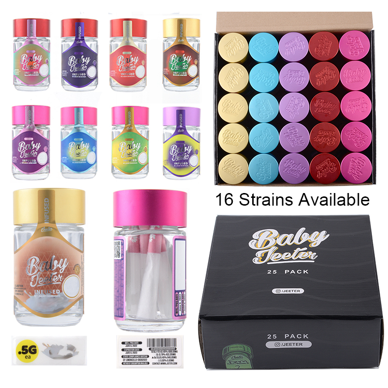 Baby Jeeter Infused Glass Jars 5 Prerolls Accessories 16 Strains Pack Bag 2.5 Grams Empty Clear Rolling Tobacco Containers Food Grade Tempered Jars Dry Herb Tool
Baby Jeeter Infused Glass Jars 5 Prerolls Accessories 16 Strains Pack Bag 2.5 Grams Empty Clear Rolling Tobacco Containers Food Grade Tempered Jars Dry Herb Tool