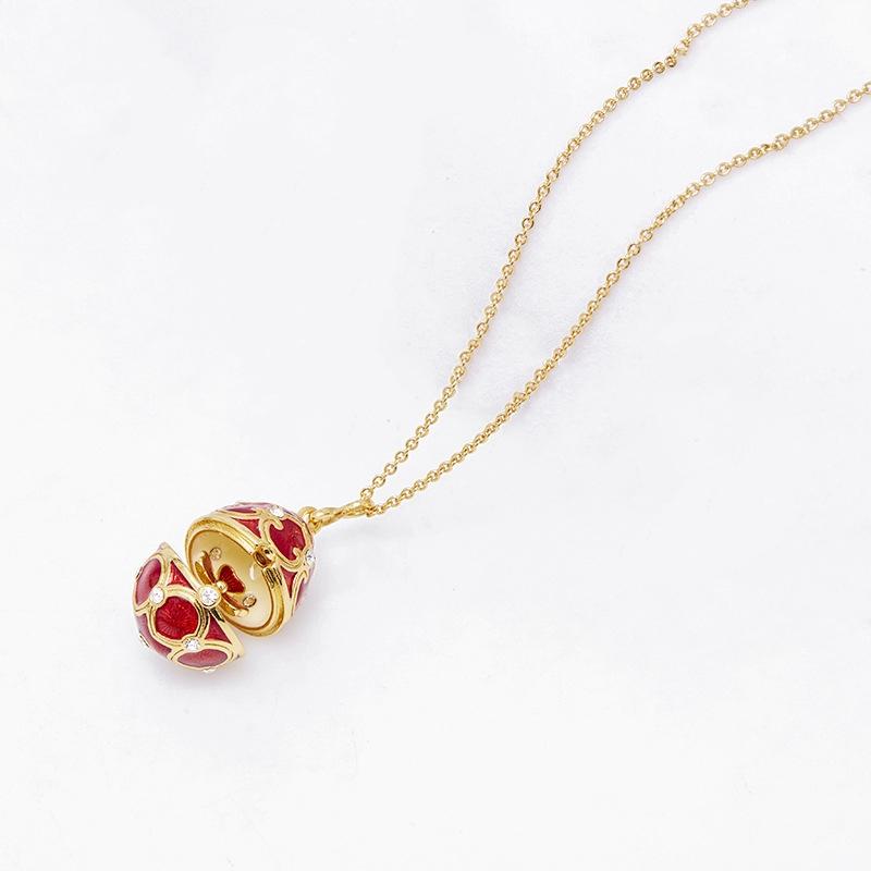 Pendant Necklaces Selling Enamel Drop Can Open Flowers Easter And Christmas Gifts With Egg Necklace
