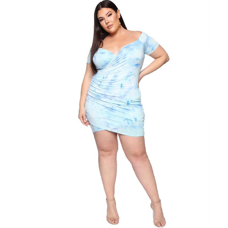 Plus Size Dresses Sexy Tie Dye Print Ruched Dress For Women Off Shoulder Bodycon Summer Elastic Wrap Sheath Short DressesPlus, Sky blue
Plus Size Dresses Sexy Tie Dye Print Ruched Dress For Women Off Shoulder Bodycon Summer Elastic Wrap Sheath Short DressesPlus, Sky blue