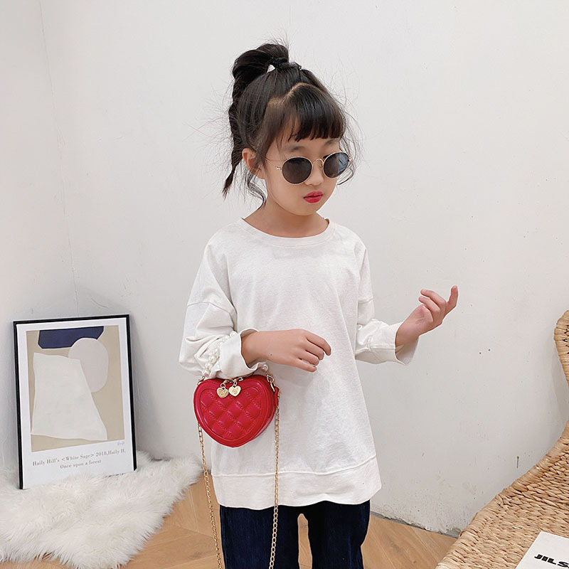 Kids Purses and Handbags Mini Crossbody Bags for Women Small Heart Coin Wallet Pouch Baby Girls Party Pearl Hand Gift 220630