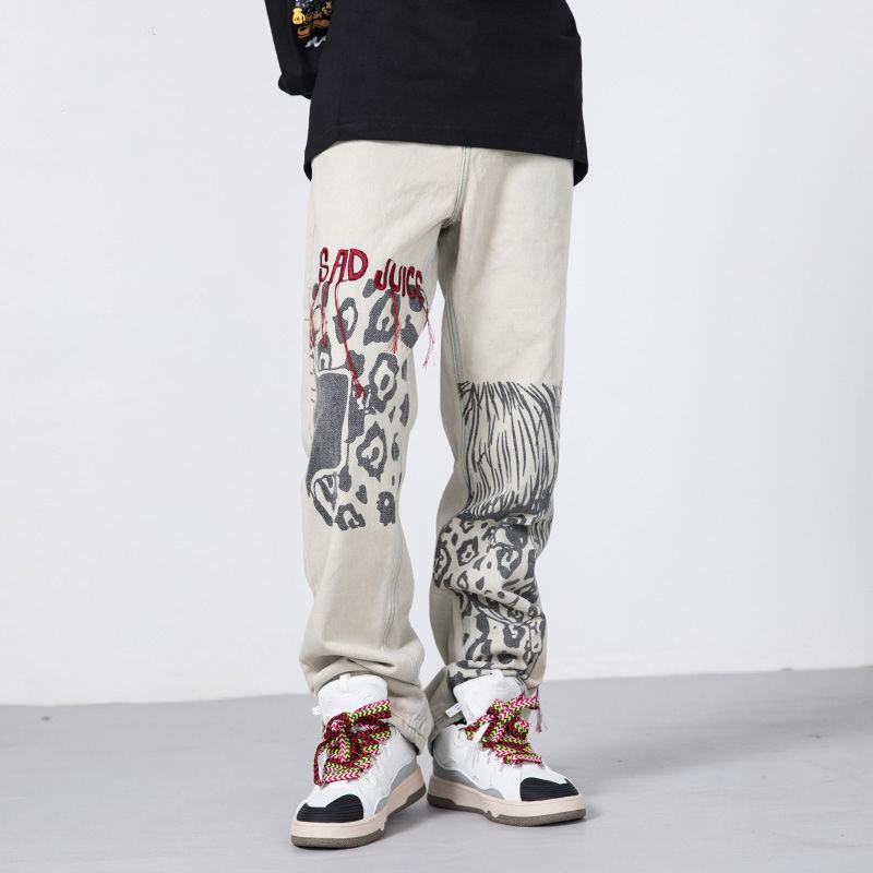 Men' Jeans High Street Leopard Embroidered Men' Fashion Hip Hop Vintage Loose Straight Trousers Long Casual Patchwork PantsMen, Khaki
Men' Jeans High Street Leopard Embroidered Men' Fashion Hip Hop Vintage Loose Straight Trousers Long Casual Patchwork PantsMen, Khaki