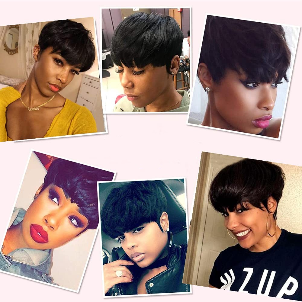 Highlight Short Bob Human Hair Wigs For Black Women Green/Honey Blonde Colored Full Machine Made 200 Density