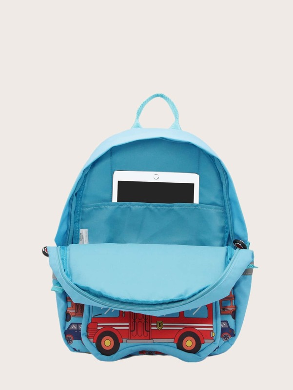 Boys Car Print Functional Backpack With Coin Purse SHE