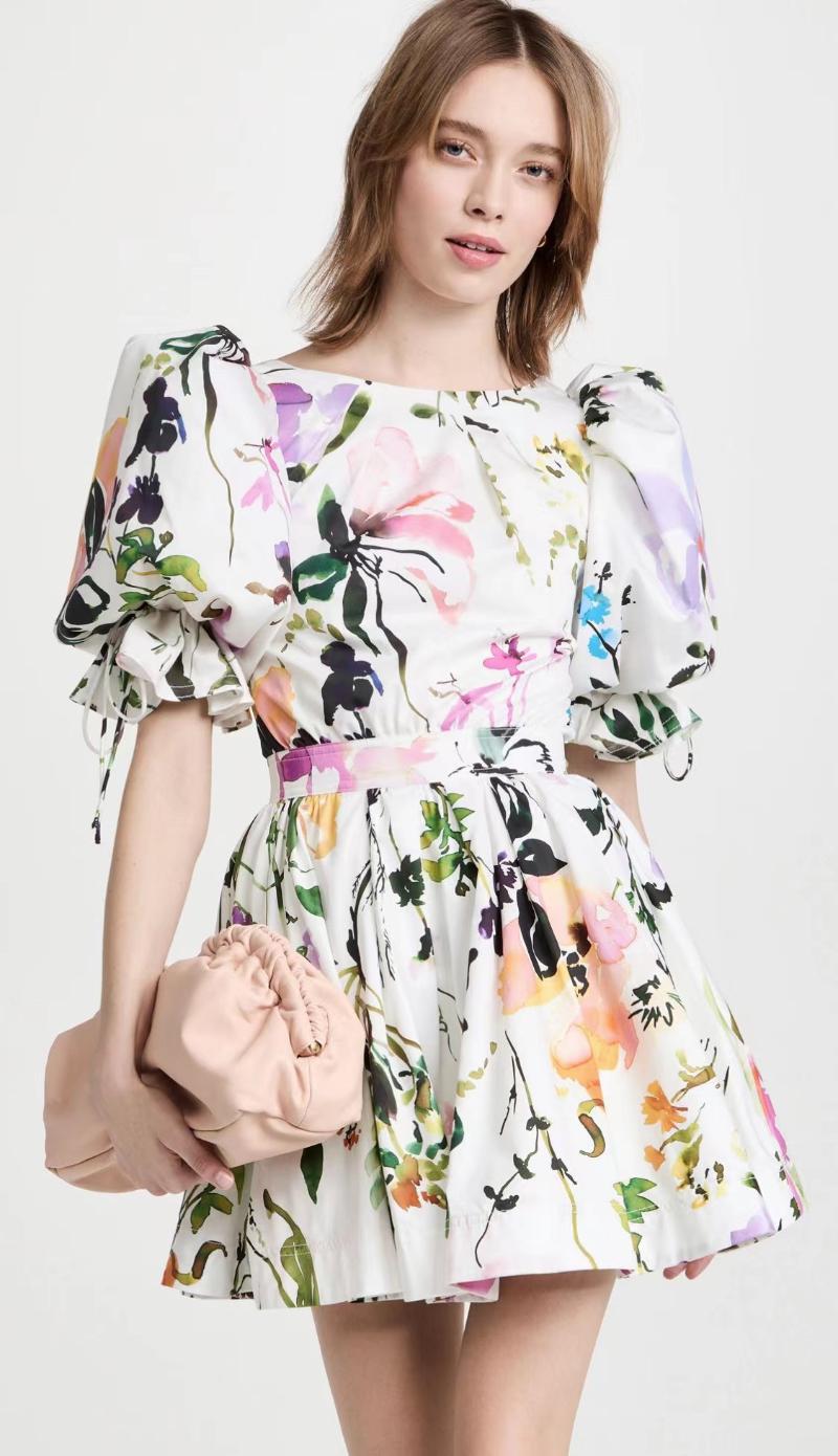 Casual Dresses Women Flower Print Short Lantern Sleeve Sexy Backless Zipper Mini DressCasual, Multi 
Casual Dresses Women Flower Print Short Lantern Sleeve Sexy Backless Zipper Mini DressCasual, Multi