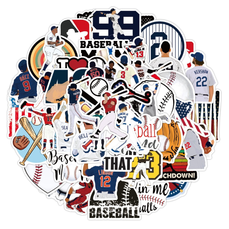 50PCS Baseball sports sticker softball Graffiti Kids Toy Skateboard car Motorcycle Bicycle Sticker Decals Wholesale
