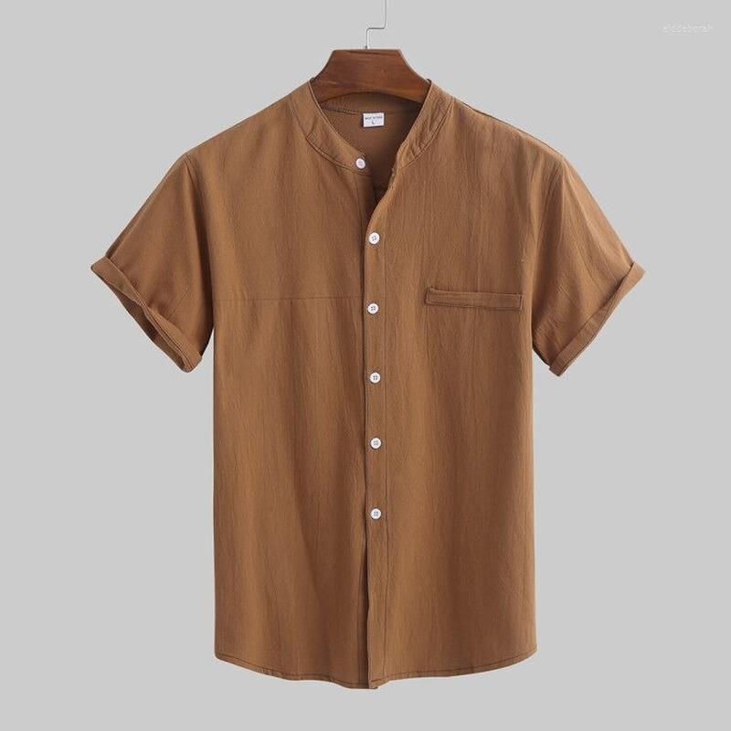 Men's Casual Shirts Linen Shirt Men's Short-sleeved Stand-up Collar Summer Thin Loose Cotton White Camisas Para HombreMen's Eldd22, Brown
Men's Casual Shirts Linen Shirt Men's Short-sleeved Stand-up Collar Summer Thin Loose Cotton White Camisas Para HombreMen's Eldd22, Brown