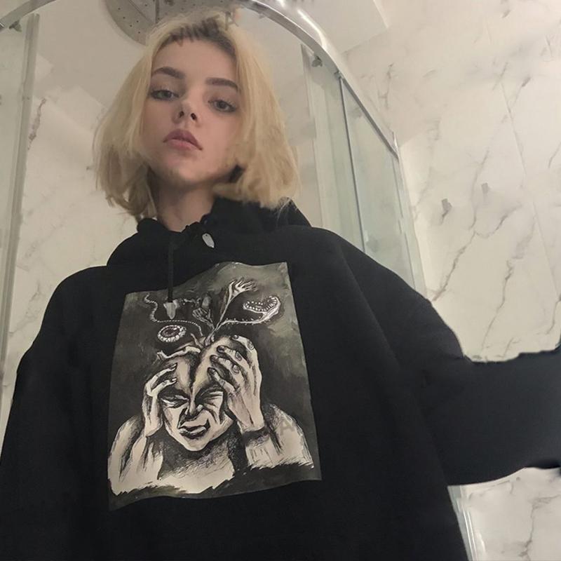 Women' Hoodies & Sweatshirts High Street Harajuku American Round Neck Print Black Oversize Pocket Warm Loose Casual Retro Cartoon Hooded Sw
Women' Hoodies & Sweatshirts High Street Harajuku American Round Neck Print Black Oversize Pocket Warm Loose Casual Retro Cartoon Hooded Sw