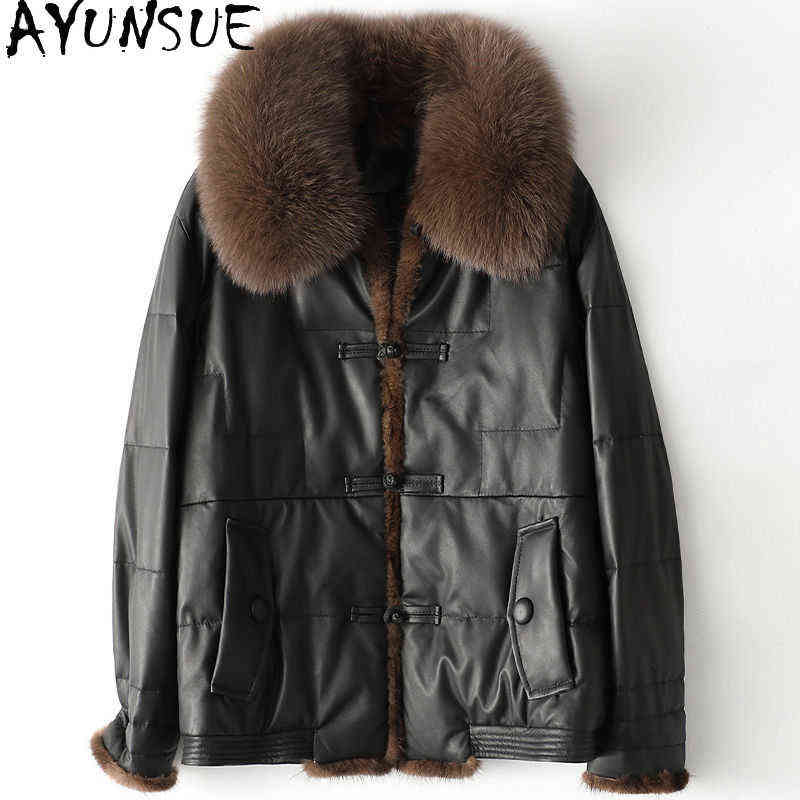 Ayunsue Women Genuine Leather Jacket Fox Fur Collar Jacket Famale 100 Sheepskin Coat Down Jackets Casual Abrigo Mujer Sqqq1220 J220727, Black
Ayunsue Women Genuine Leather Jacket Fox Fur Collar Jacket Famale 100 Sheepskin Coat Down Jackets Casual Abrigo Mujer Sqqq1220 J220727, Black