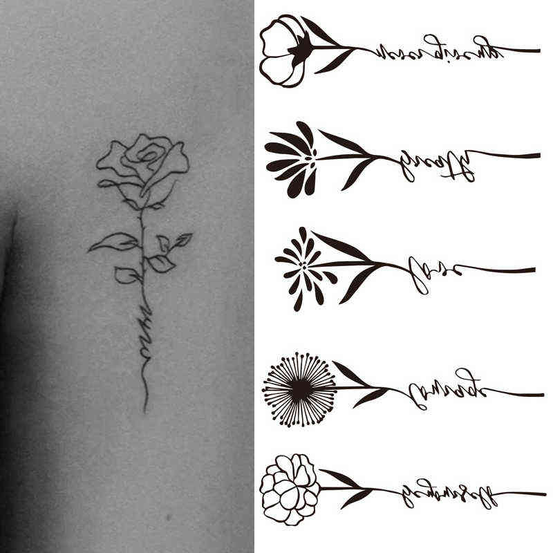 NXY Temporary Tattoo 1pcs Stickers Men Women Waterproof Flower Rose Moon Butterfly Water Transfer Body Hand Art 0330