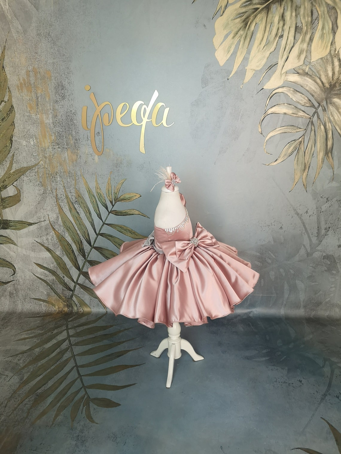 Rose Gold Satin Flower Girl Dresses Knee Length One Shoulder Little Girl Wedding Dress Communion Pageant Birthday Gowns