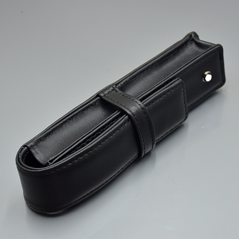 wholesale high quality Black Leather Pen Bag office stationery Fashion pencil case for single pen