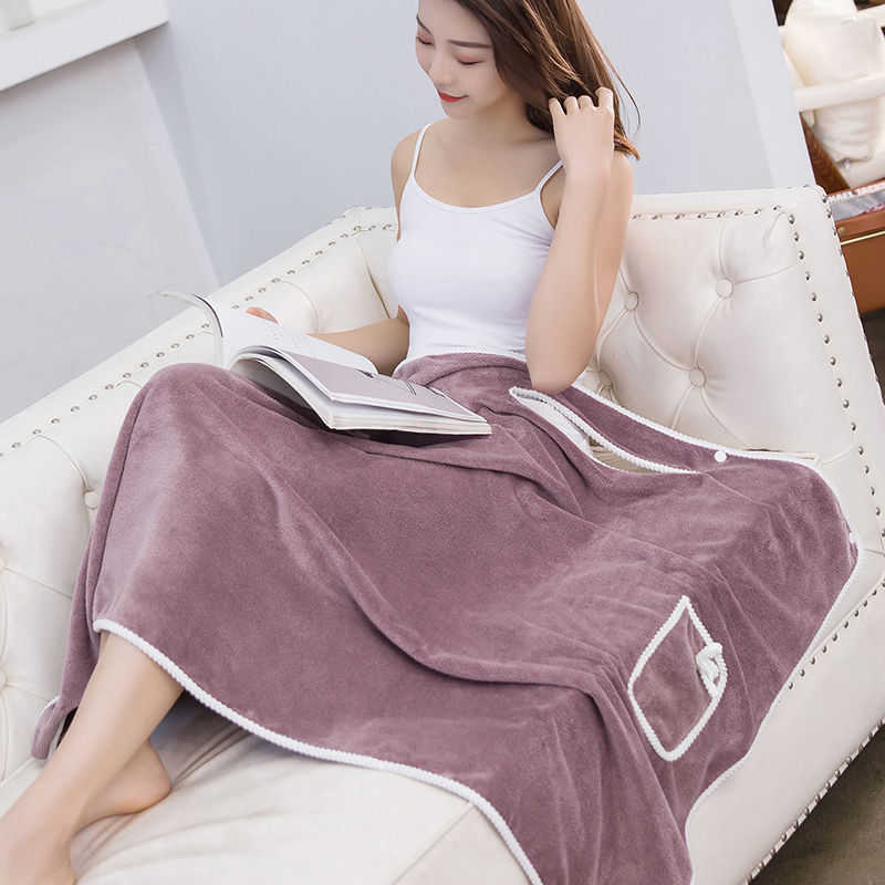 Wearable Bath Towels Superfine Fiber Towels Soft Absorbent Chic Towel for Autumn Winter Hotel Home Bathroom Gifts Women Bathrobe Blanket