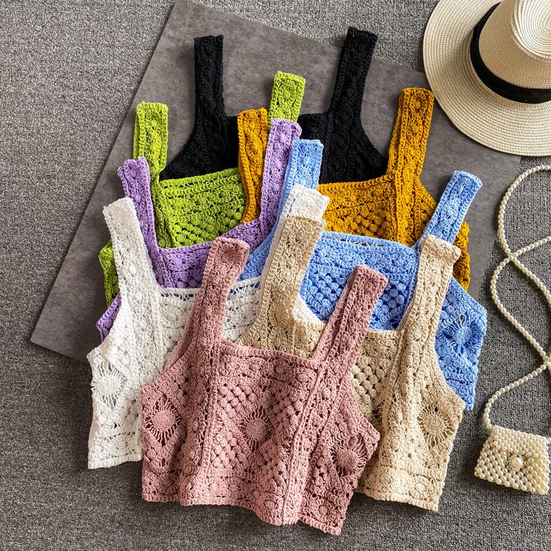 Women's Tanks & Camis Women Cotton Crochet Tank Tops Summer Candy Color Patch Work Crop Sleeveless Retro Beach Styles Cute Kawaii TopsWomen', Green
Women's Tanks & Camis Women Cotton Crochet Tank Tops Summer Candy Color Patch Work Crop Sleeveless Retro Beach Styles Cute Kawaii TopsWomen', Green