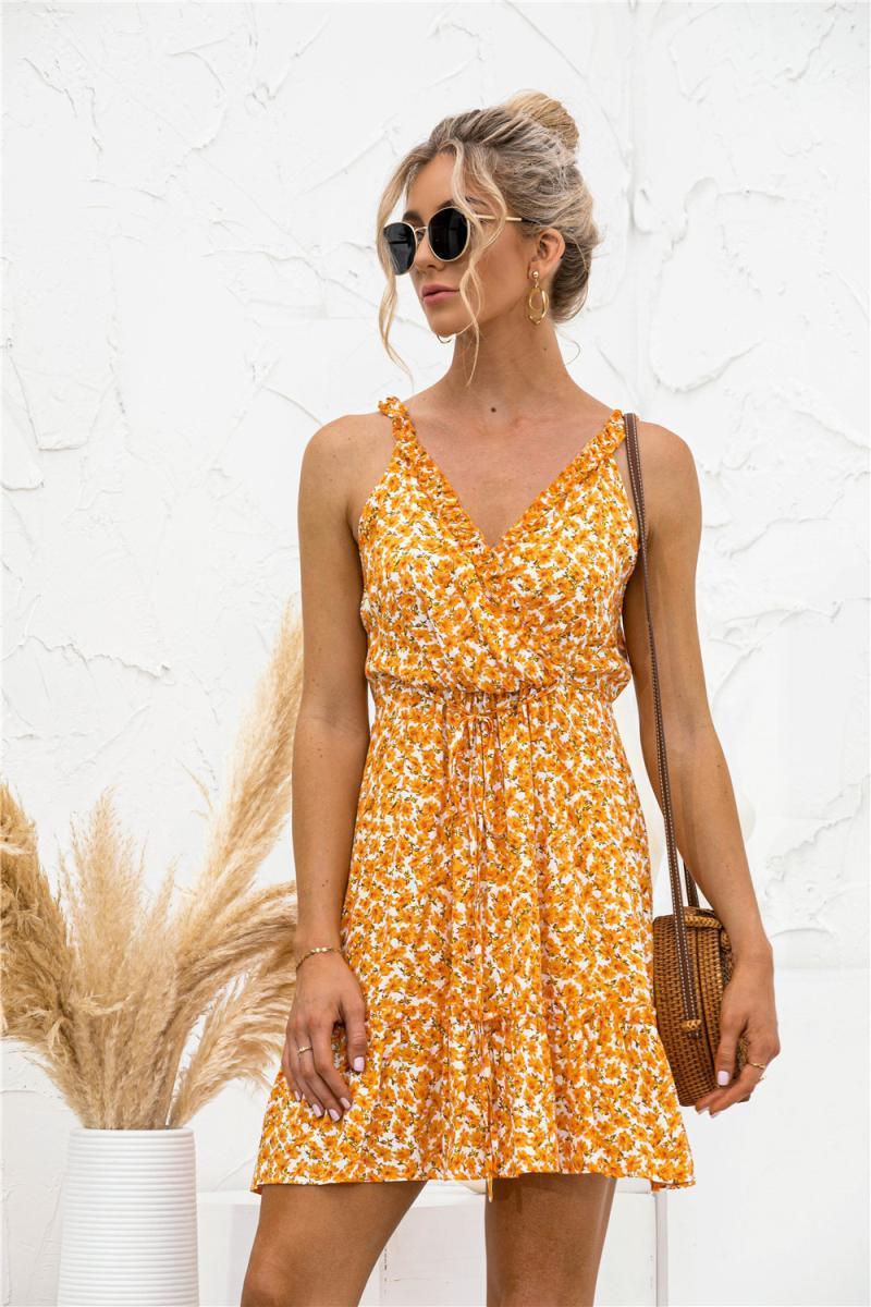 Casual Dresses Halter Printing Dress Summer Sexy V-neck Sleeveless Bandange Mini A-line Dressess For Women, Orange
Casual Dresses Halter Printing Dress Summer Sexy V-neck Sleeveless Bandange Mini A-line Dressess For Women, Orange