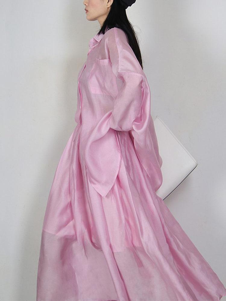 Women' Blouses & Shirts Pink Long Sleeves Slightly Transparent Shirt Single Breasted Loose For Women 2022 Summer Fashion Top G208Women
Women' Blouses & Shirts Pink Long Sleeves Slightly Transparent Shirt Single Breasted Loose For Women 2022 Summer Fashion Top G208Women