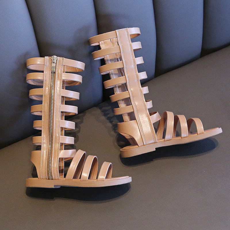 Summer Girls Shoes Leather Fashion Toddler Gladiator Sandals Baby Girls Sandals High Top Roman Sandles For Girls B969 220527