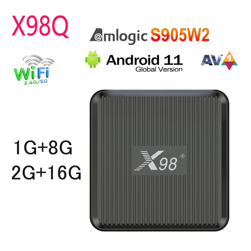 X98Q Smart TV BOX Android 11 Amlogic S905W2 2GB RAM 16GB Support 2.4G &5G Dual Wifi 4K Youtube Media Player 1G 8G x96 mini
X98Q Smart TV BOX Android 11 Amlogic S905W2 2GB RAM 16GB Support 2.4G &5G Dual Wifi 4K Youtube Media Player 1G 8G x96 mini
