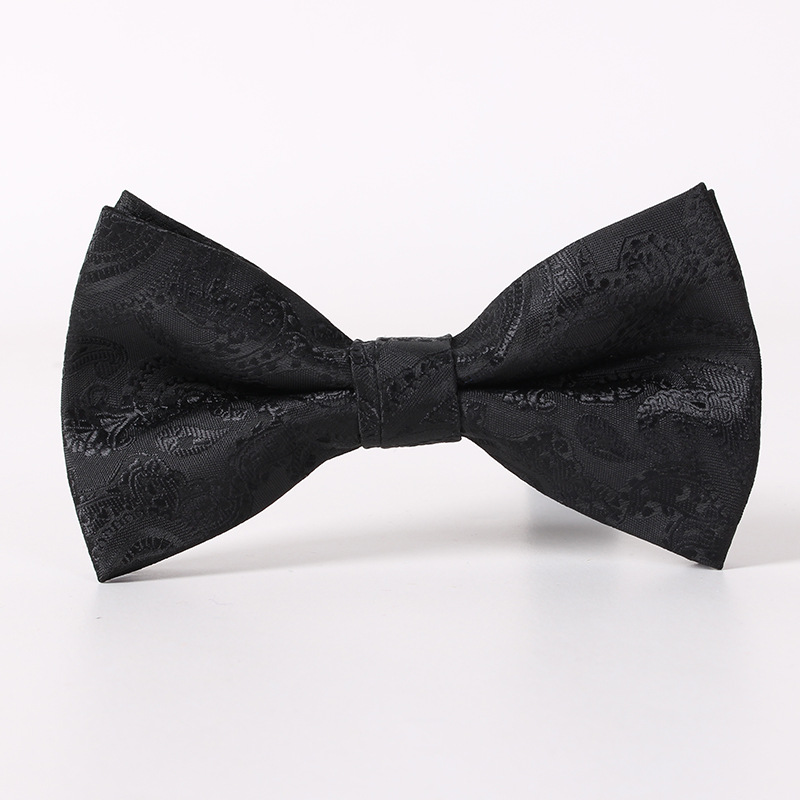 Classic Black Mens Jacquard Bow Tie for Suit Complements - Ideal for Special Occasions