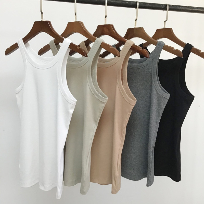 Women O-neck Sleeveless Tank Top lady Slim Stretch Vest Camis Female Casual Fashion Bottoming 220325