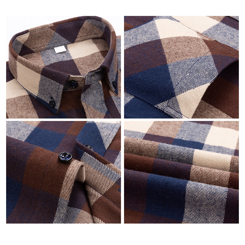 Plaid Shirts for Male Plus Size Leisure Mens 100% Cotton Winter Warm Flannel Casual Checkered Over Shirt long Sleeve 220322