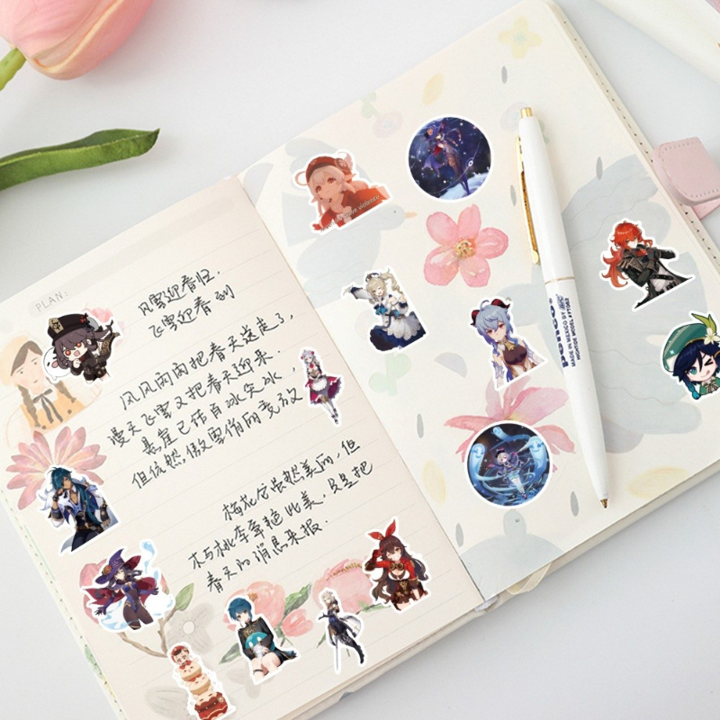 50Pcs/Lot Anime Genshin Impact Sticker Cartoon Open World Game Stickers for Laptop Motorcycle Skateboard Travel Case Phone