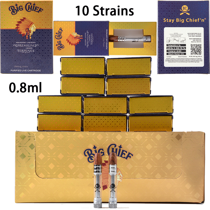 Big Chief 0.8ml Atomizers Vape Pen Cartridges Newest Packaging Purified Live Carts Ceramic Coil Glass Tank Thick Oil Empty Vaporizer Wood Tip Vape 10 Strains Dab Wax
Big Chief 0.8ml Atomizers Vape Pen Cartridges Newest Packaging Purified Live Carts Ceramic Coil Glass Tank Thick Oil Empty Vaporizer Wood Tip Vape 10 Strains Dab Wax