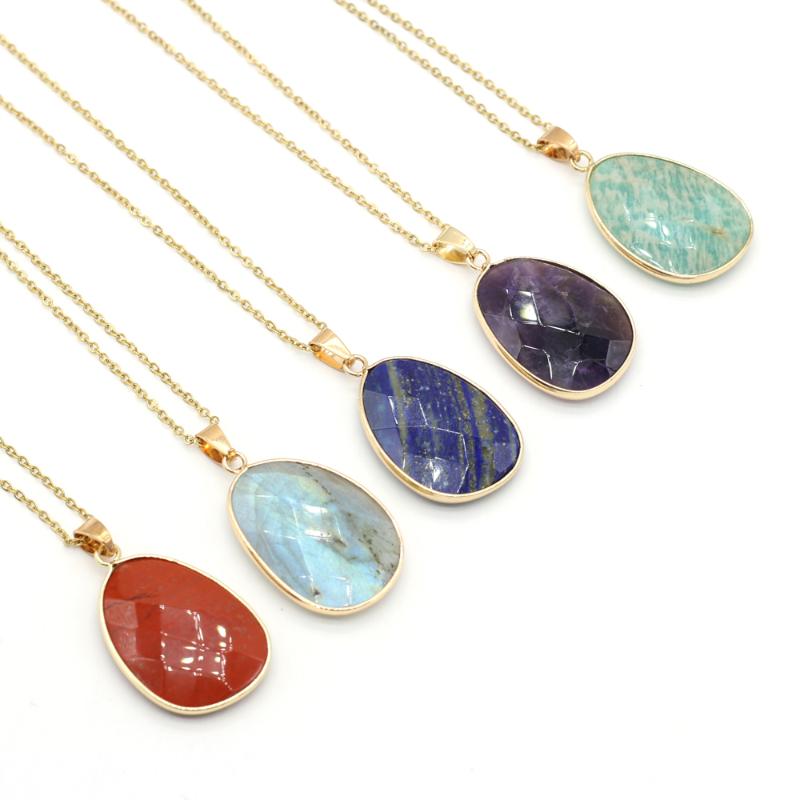 Pendant Necklaces Natural Stone Lapis Lazuli Necklace Faceted Crystal Gold Color Chain Jewelry For Women Elegant Gifts
Pendant Necklaces Natural Stone Lapis Lazuli Necklace Faceted Crystal Gold Color Chain Jewelry For Women Elegant Gifts
