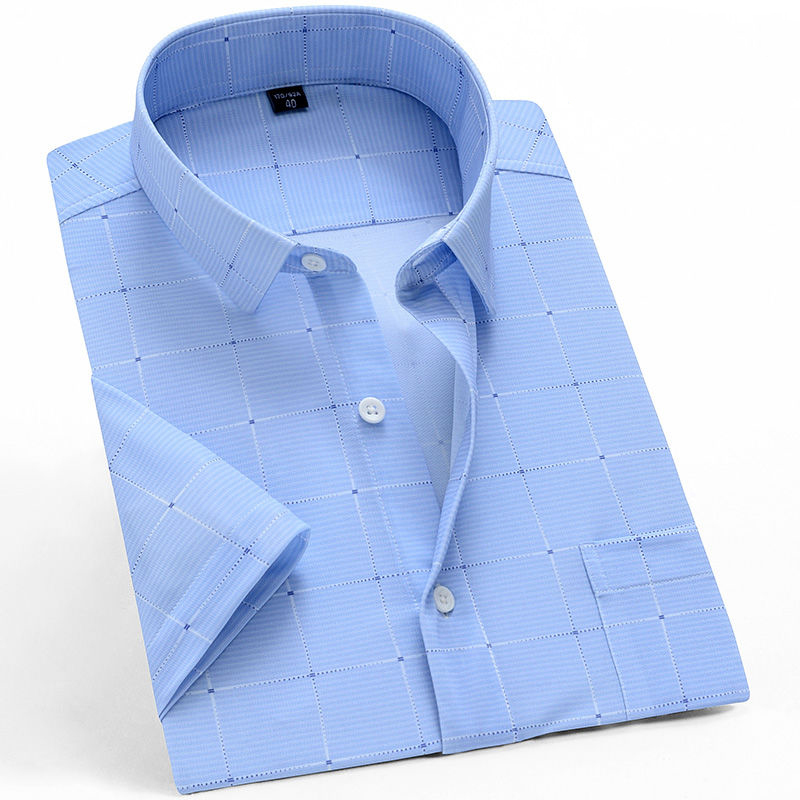 Summer Short Sleeve Men Casual Shirts Business Regular Fit Stretch Plaid Shirt For Mens Checkered Leisure Foral Comfortable 6xl 220322