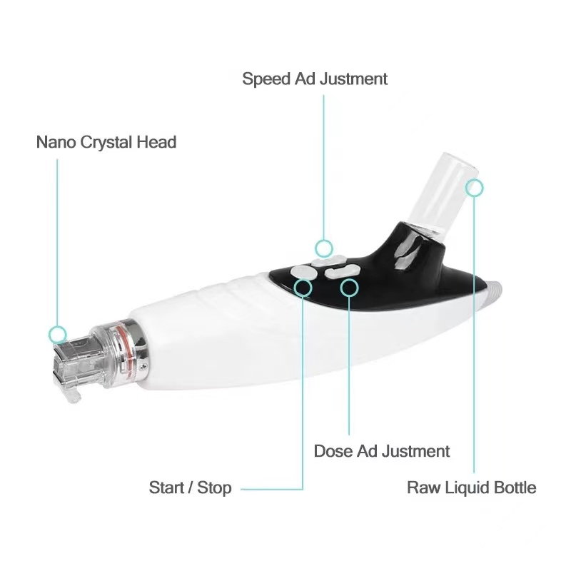 EMS transdermal skin care face lifting micro nano needle free and rf water mesotherapy home use device
