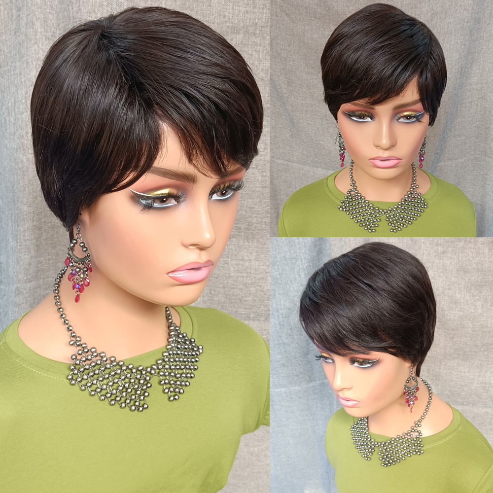 LX Brand Short Bob Human Hair Wig Pixie Cut Straight Virgin Brazilian Human Hair Wig for Black Women Full Machine Made Cheap Glueless Wigfac, Default color
LX Brand Short Bob Human Hair Wig Pixie Cut Straight Virgin Brazilian Human Hair Wig for Black Women Full Machine Made Cheap Glueless Wigfac, Default color