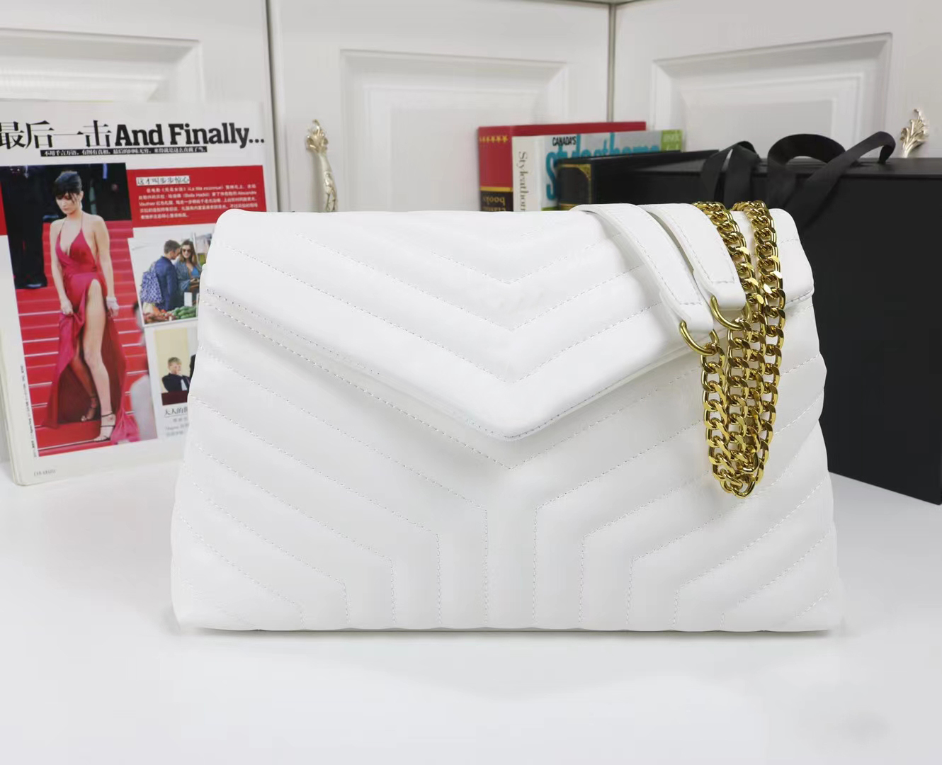 2022 handbags Genuine leather bags chain purse fashion clutch Envelope lady shoulder bag cowhide handbag presbyopic card holder purses messenger women, Ivory
