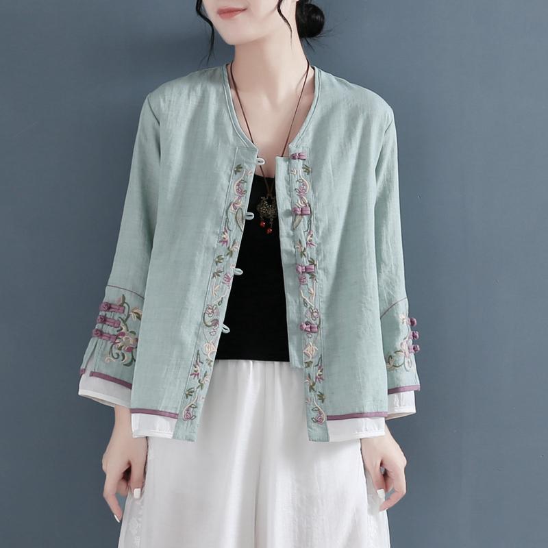 Women's Blouses & Shirts Embroidery Blouse Solid Color Cotton Linen Long Sleeve V-neck Literary Double Layer Chinese Style Loose Women Tops
Women's Blouses & Shirts Embroidery Blouse Solid Color Cotton Linen Long Sleeve V-neck Literary Double Layer Chinese Style Loose Women Tops