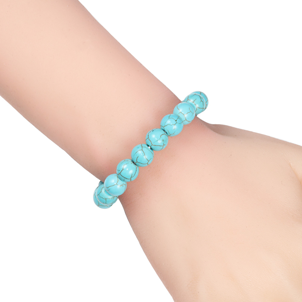 Natural Bracelet 8mmTurquoise Beaded Strands Bracelet Bangle For Diy Jewelry Women And Men Present Amulet Accessories