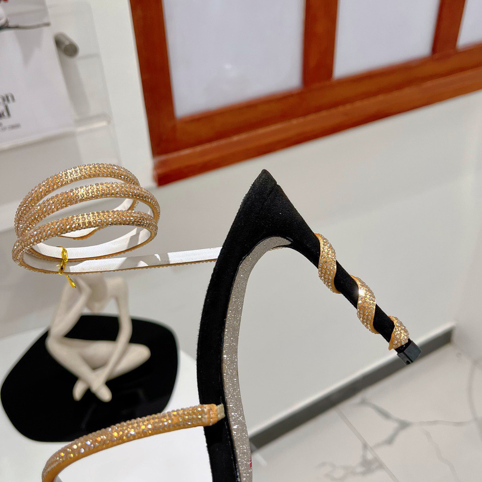 

embellished caovilla Margot Rene suede Snake Strass stiletto Heel sandals Evening shoes women high heeled Luxury Designers Ankle Wraparound CGJG, Gold
