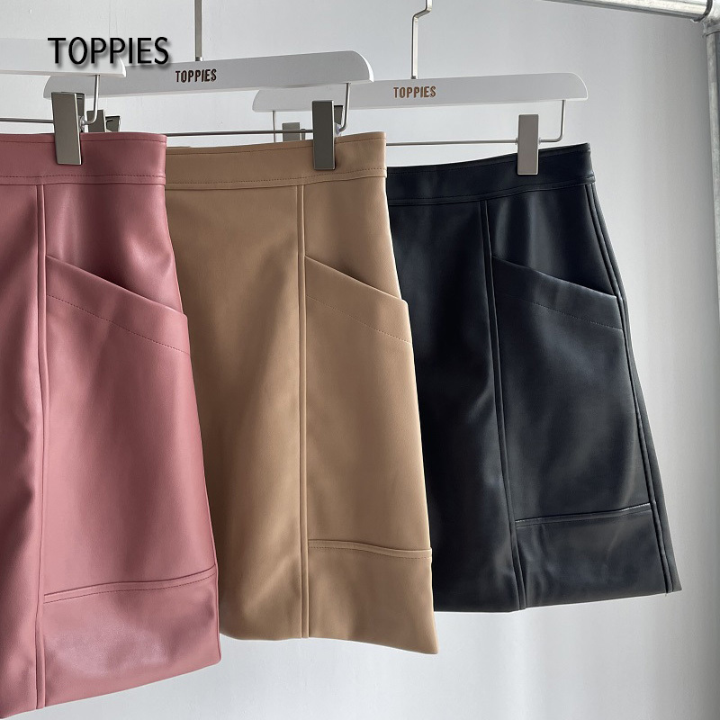 Toppies Leather Skirt High Waist Women Office Lady Mini Female Casual A-line Short s 220317