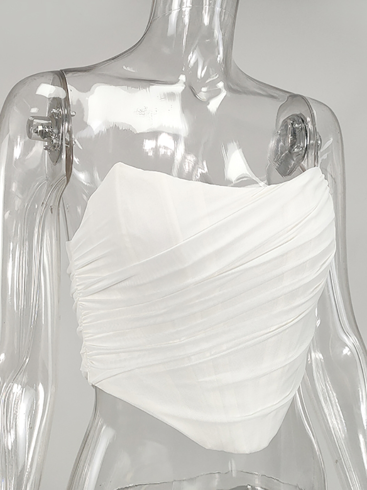 Asia Sexy Corset Top Women Sleeveless Off Shoulder Female Boned Cropped Streetwear Bustier Mesh Crop White 220325