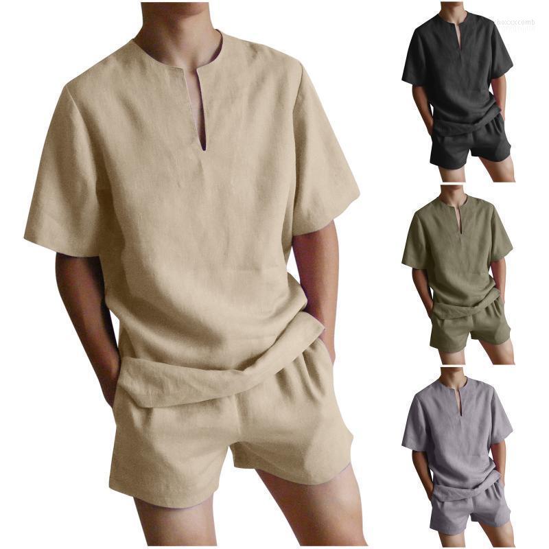 Men' Tracksuits 2022 Summer Set Solid Color Cotton Linen Short Sleeve V-neck Shirt Casual Beach Shorts Streetwear Men Suits 2 Piece, Khaki
Men' Tracksuits 2022 Summer Set Solid Color Cotton Linen Short Sleeve V-neck Shirt Casual Beach Shorts Streetwear Men Suits 2 Piece, Khaki
