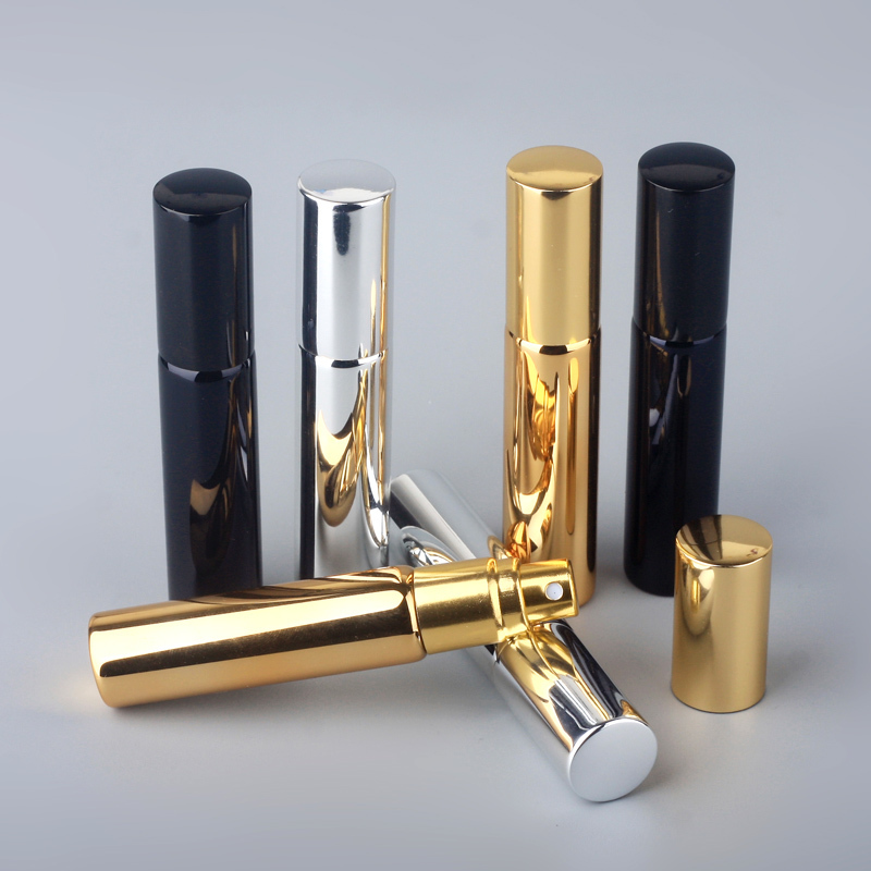 100Pieces/Lot 10ML Portable UV Glass Refillable Perfume Bottle With Aluminum Atomizer Spray Bottles Sample Empty Containers 220711