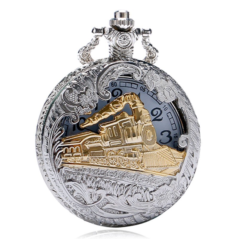 Pocket Watch Vintage Silver Gold Train Carved Hollow Steampunk Quartz Men Women Necklace Pendant Clock Gifts, Black
Pocket Watch Vintage Silver Gold Train Carved Hollow Steampunk Quartz Men Women Necklace Pendant Clock Gifts, Black