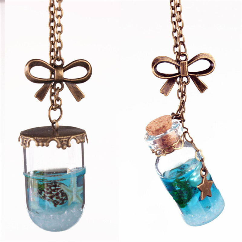 Fashion Sea Ocean Glass Bottle Pendant Necklace Mermaid Tears Shells Star Vial Necklace Blue Fancy Jewelry
Fashion Sea Ocean Glass Bottle Pendant Necklace Mermaid Tears Shells Star Vial Necklace Blue Fancy Jewelry