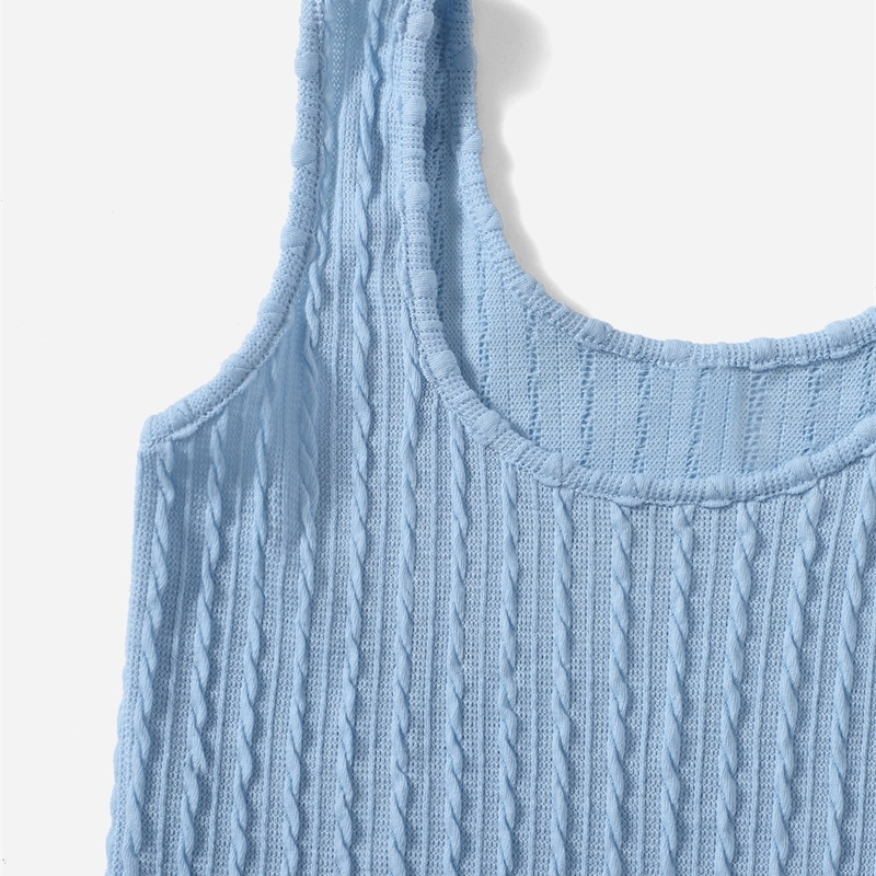 Girls Mock Neck Asymmetrical Hem Textured Top & Tank SHE