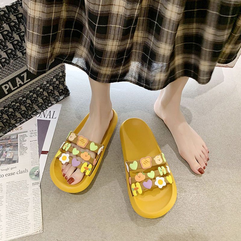 Sandals Summer Women's Fashion Cute Cartoon Home Thick Bottom Bath Comfortable Non-Slip Beautiful All-Match Beach Slippers