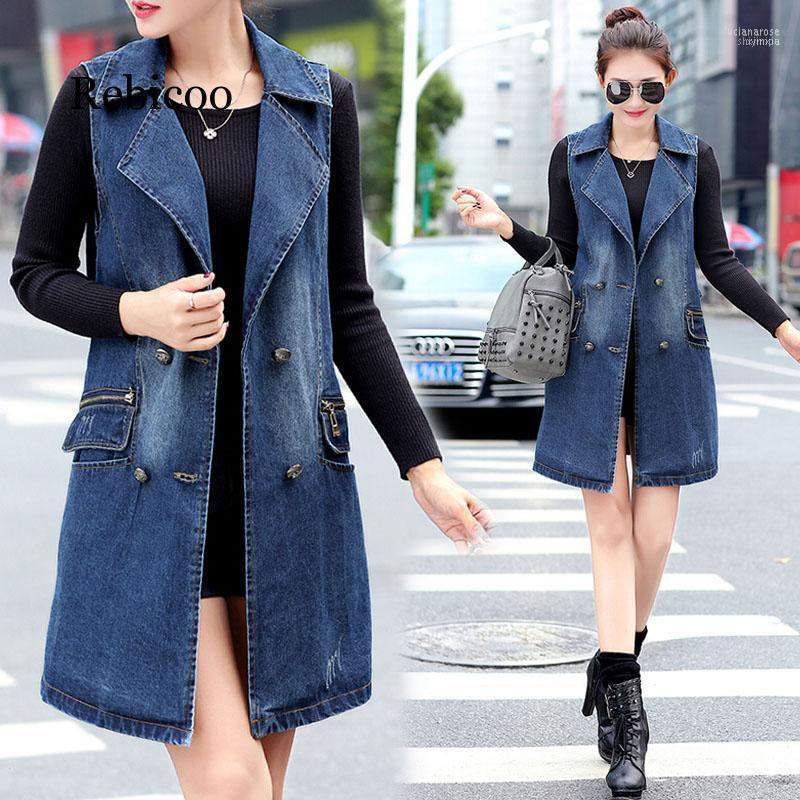 Women's Vests 2022 Long Section Cowboy Vest Female Korean Version Of The Suit Collar Slim Large Size Windbreaker Jacket Tide1 Luci22, Dark blue 
Women's Vests 2022 Long Section Cowboy Vest Female Korean Version Of The Suit Collar Slim Large Size Windbreaker Jacket Tide1 Luci22, Dark blue