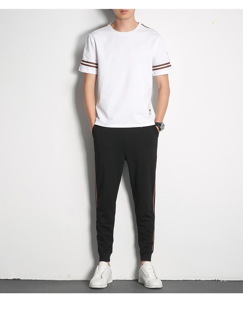 Men's Tracksuits Summer Short-sleeved Casual Sports Suit Korean Version Of The Trend Stitching Round Neck Sweater Cotton Clothes, Beige
Men's Tracksuits Summer Short-sleeved Casual Sports Suit Korean Version Of The Trend Stitching Round Neck Sweater Cotton Clothes, Beige