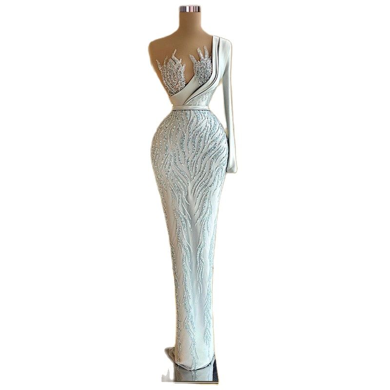 Elegant Sequined Mermaid Prom Dresses One Shoulder Sweetheart Custom Made Women Party Gown Floor Length Evening Robe