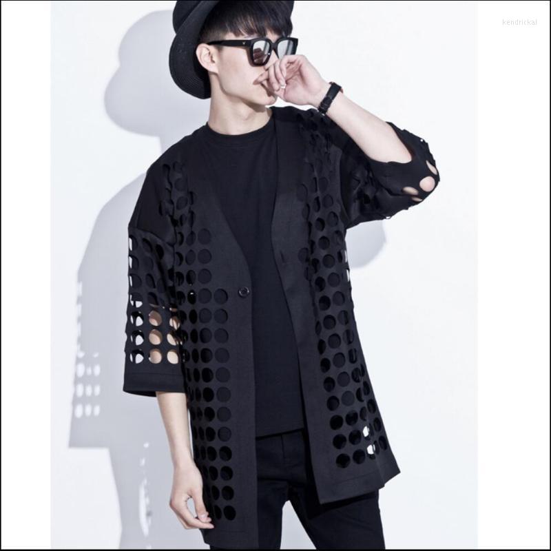 Men's Trench Coats Men Dj Bar Rock Singer Nightclub Black Hollow Coat Personality Novelty Outerwear Cutout Tide Stage Costumes Kend22
Men's Trench Coats Men Dj Bar Rock Singer Nightclub Black Hollow Coat Personality Novelty Outerwear Cutout Tide Stage Costumes Kend22