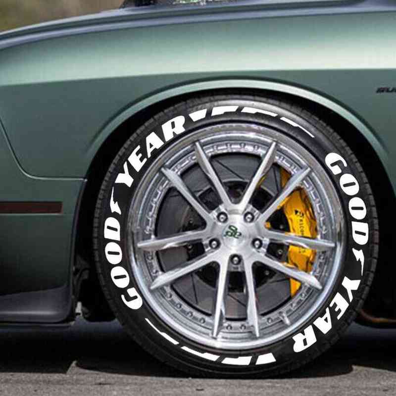 Tire Letter Stickers Rubber 3D Car Motorcycle Wheel Stickers Custom Car Accessories Decoration Decals White red yellow color Y220609
