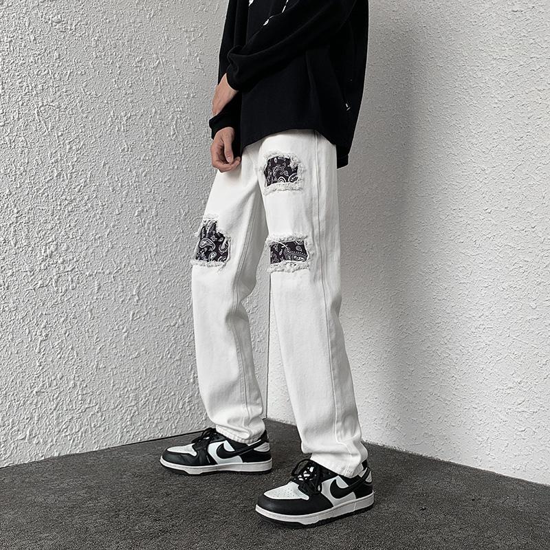 Men's Jeans Boy Friend Style White Ins Cashew Blossom Broken Hole Korean Fashion Streetwear Unusual Denim Pants Mens Leggings Slim FitMen's, Black
Men's Jeans Boy Friend Style White Ins Cashew Blossom Broken Hole Korean Fashion Streetwear Unusual Denim Pants Mens Leggings Slim FitMen's, Black