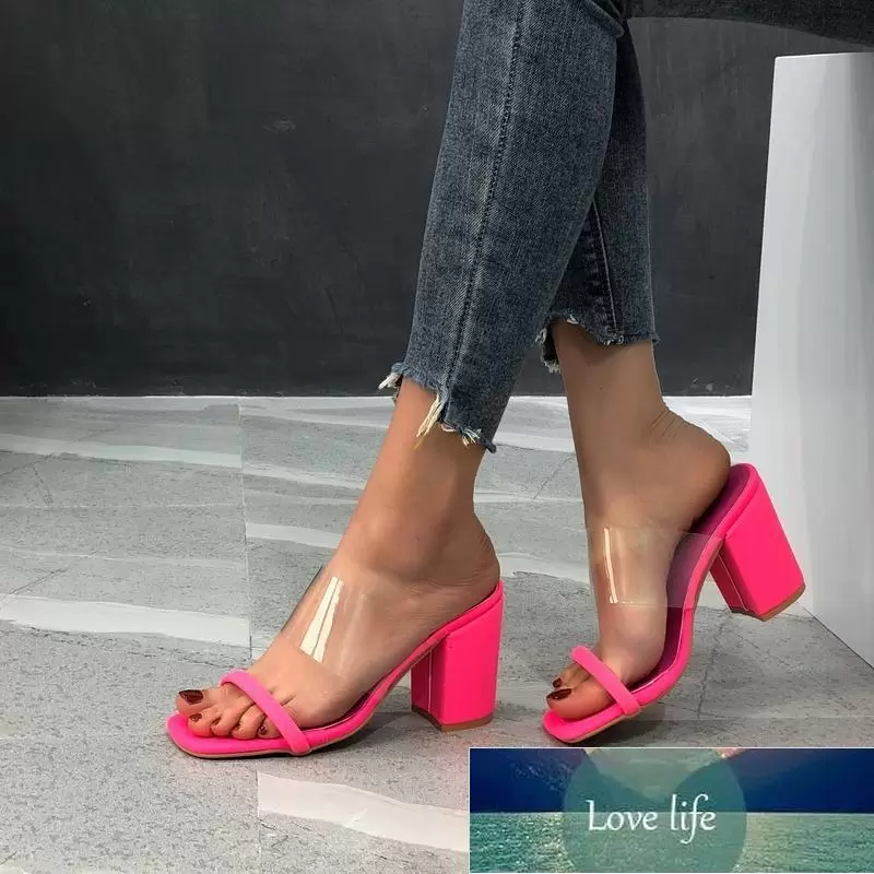 Summer Women's High-heeled Sandals New Transparent Large Thick Heel Women's Slippers Fashion Casual Shoes Platform factory price led dog col